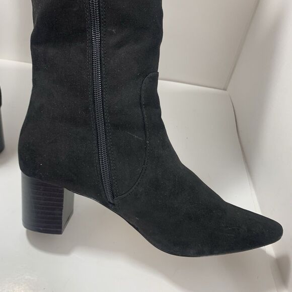 J.CREW BLACK SUEDED STACKED HEEL KNEE HIGH BOOTS BJ265 SIZE 7.5 Womens - Picture 11 of 16